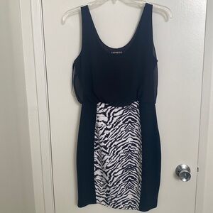 NWOT Express black white animal print sleeveless dress